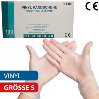 Vinyl-Handschuhe Ungepudert/Latexfrei EN 420:2003+A1:2009 - CE Gr. S 100er Box